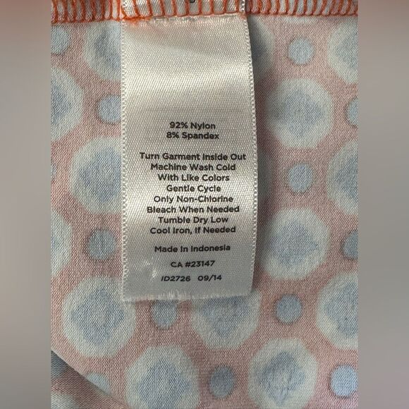 TALBOTS Women’s Tunic Button Up 3/4 Sleeves Orange Blue Multi Geo Print Medium - Picture 6 of 6